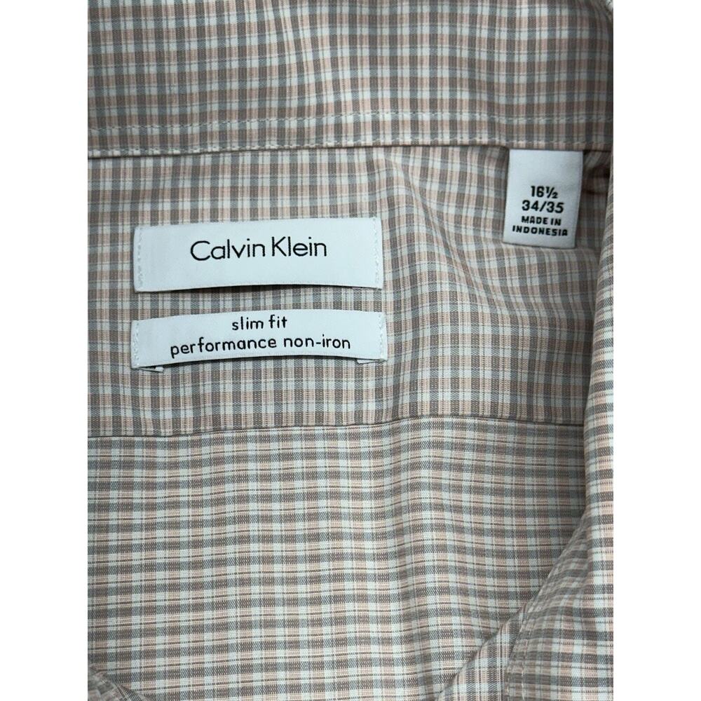 Calvin Klein Shirt Mens Slim Fit Performance No Iron Long Sleeve 16.5 34 35 - Picture 3 of 9